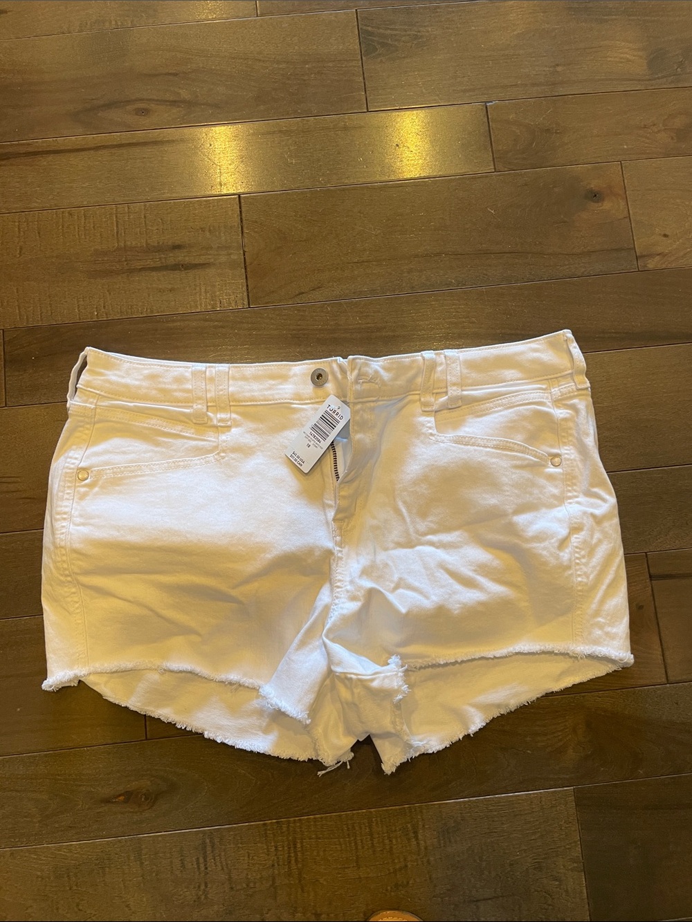 torrid White Frayed Hem Denim Shorts
